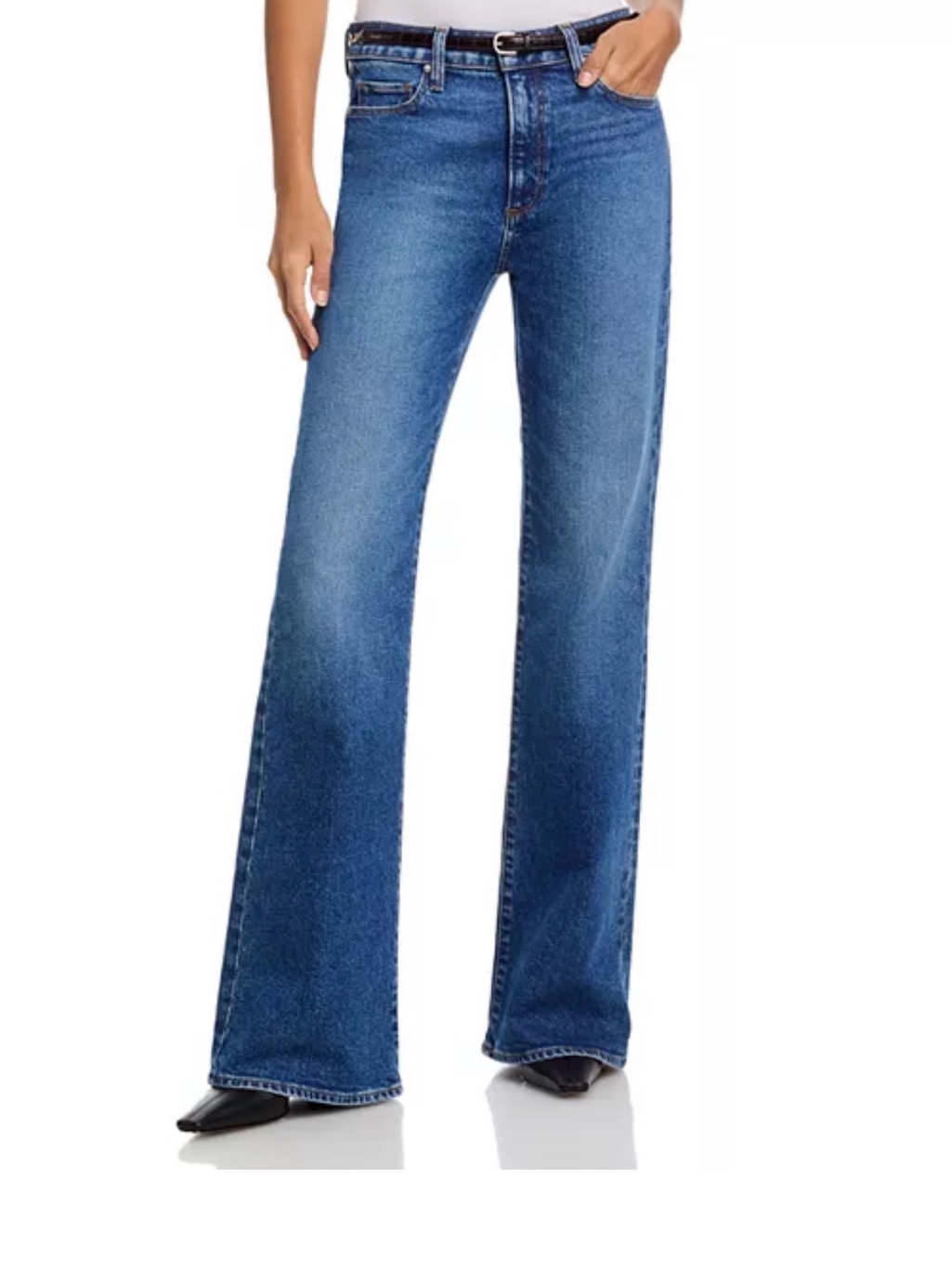Paige Sasha Medium Blue High-Rise Wide Leg Jeans